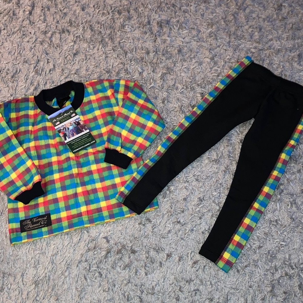 Colorful neo the Vermont flannel Plaid leggings Set size girls 2-4 retired color